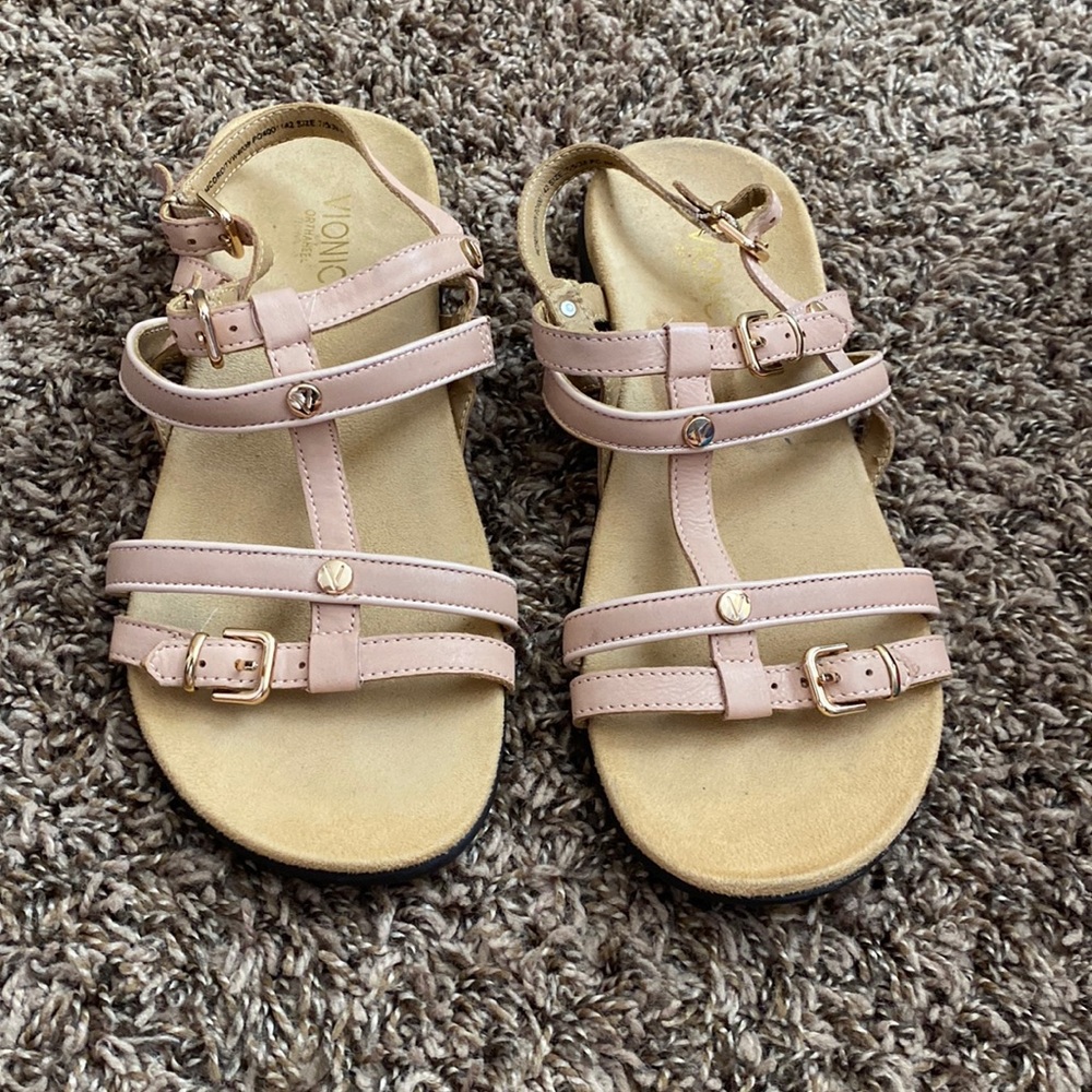 Vionic pink orthopedic sandals